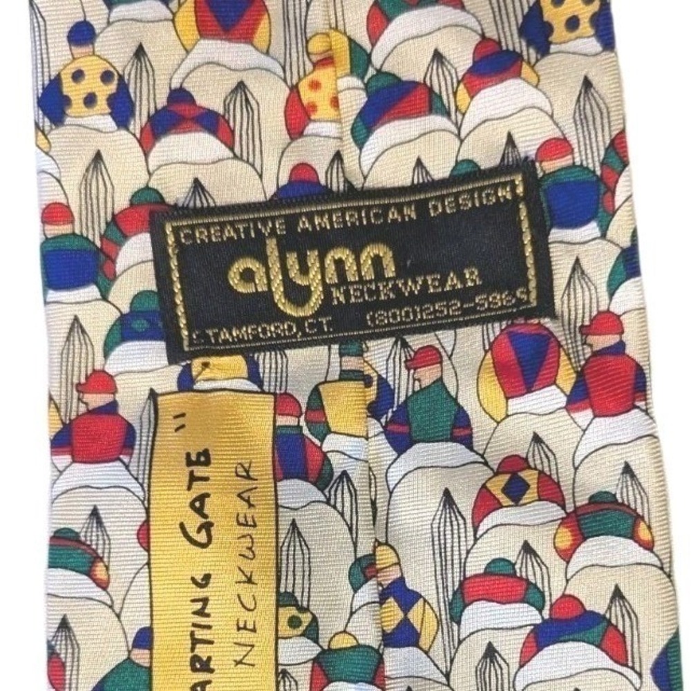 Alynn Men's To the Starting Gates 100% Silk Tie Horse Racing Jockey Made in USA - Picture 5 of 7